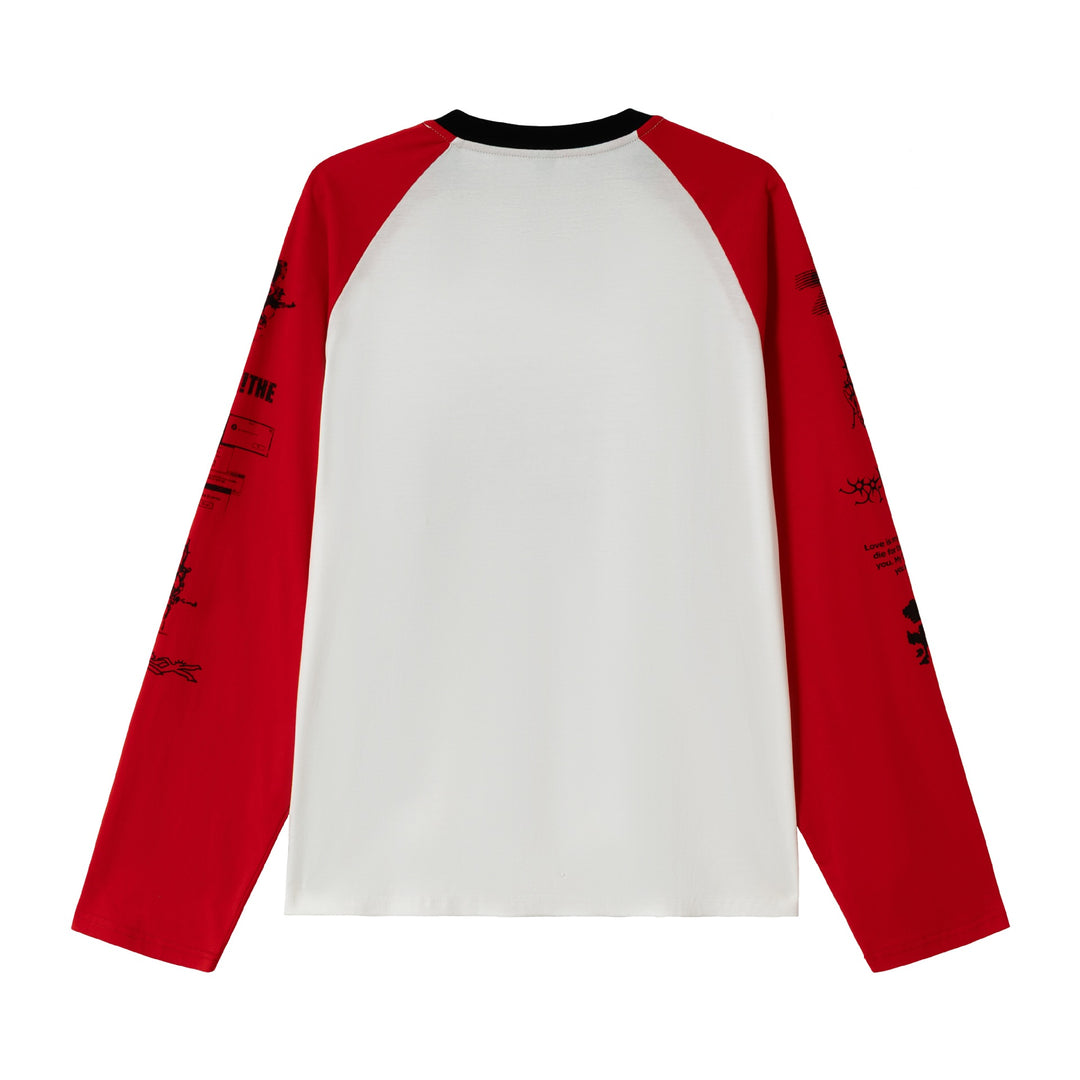 Unisex Langarm-Raglanshirt mit grafischem Print und kontrastierendem Rundhalsausschnitt Echoarchiv