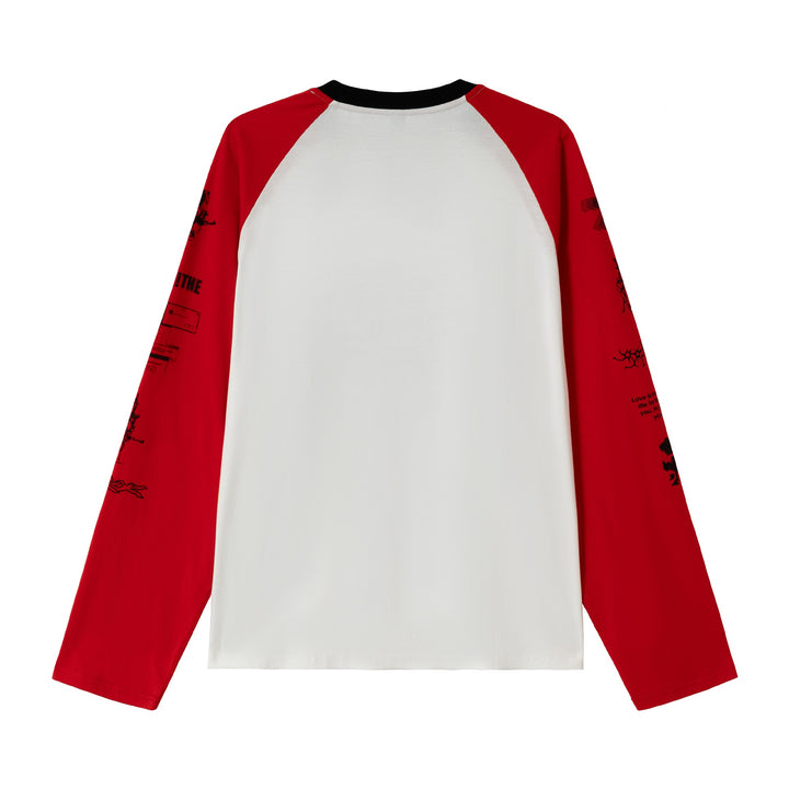 Unisex Langarm-Raglanshirt mit grafischem Print und kontrastierendem Rundhalsausschnitt Echoarchiv