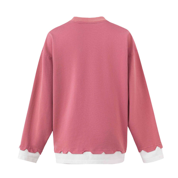 Damen Oversize-Sweatshirt mit Graffiti-Print, Wellensaum und Lagenlook Echoarchiv