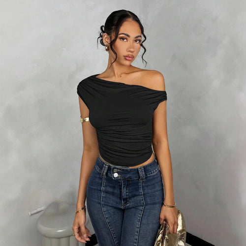 Damen Asymmetrisches Crop-Top mit elegantem Wellendesign und raffiniertem Schnitt Echo Archiv