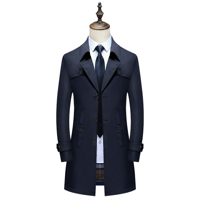 Herren Eleganter Slim-Fit Trenchcoat mit klassischer Knopfleiste und verstellbaren Manschetten Echoarchiv