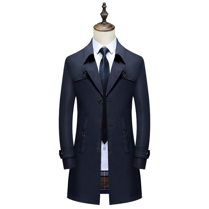 Herren Eleganter Slim-Fit Trenchcoat mit klassischer Knopfleiste und verstellbaren Manschetten Echoarchiv