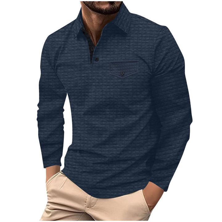Herren Langarmshirt mit strukturiertem Design und praktischer Brusttasche Echoarchiv