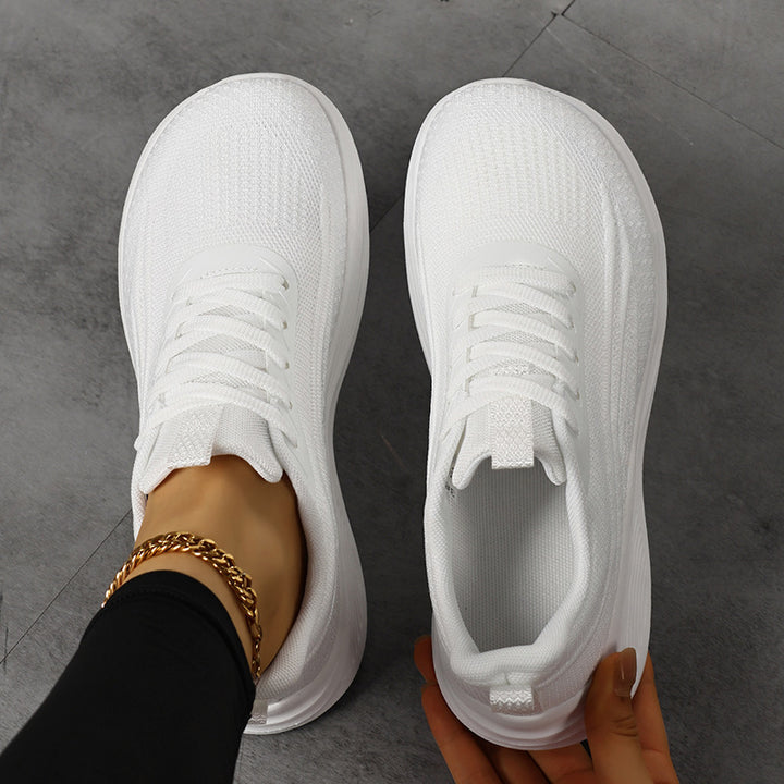 Damen Atmungsaktive Strick-Schnürsneaker mit ergonomischer Wedge-Dämpfung – Névara