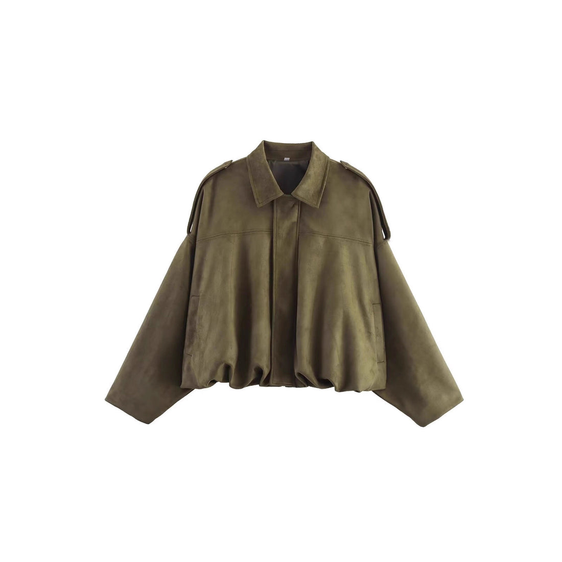 Damen Oversize-Cropped Jacke mit Balloon-Saum und Schulter-Cutouts Echoarchiv