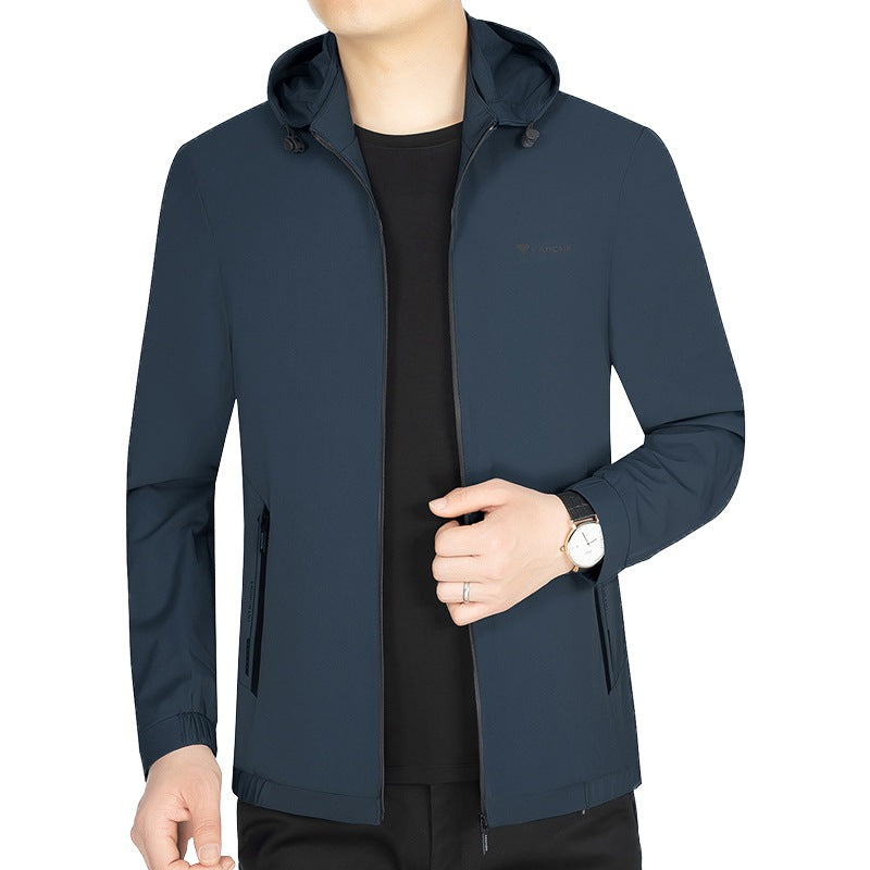 Herren Leichte Softshell-Funktionsjacke mit Kapuze wasserabweisend atmungsaktiv – Taviero
