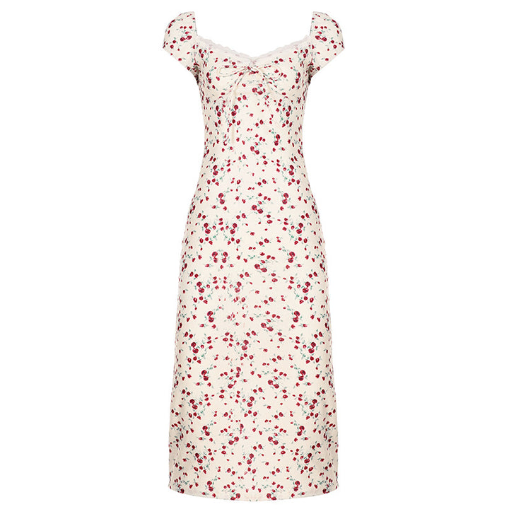 Damen romantisches Blumenkleid mit Raffungen und Spaghetti-Trägern Echo Archiv