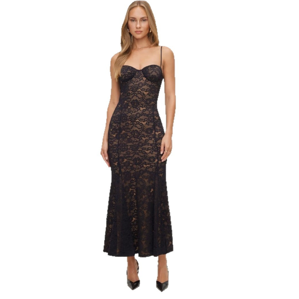 Damen Spitzenkleid mit sanften Konturen und trägerlosem Design Echo Archiv