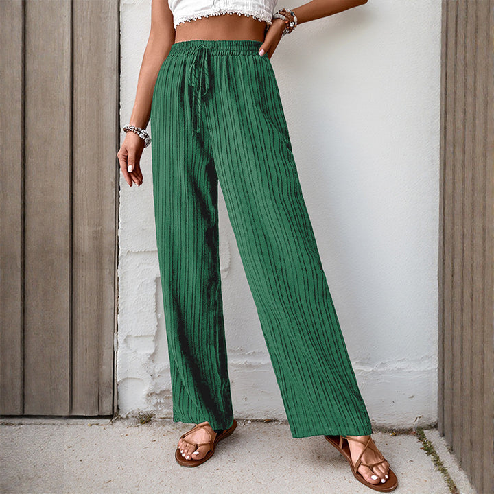Damen Weite Sommerhose aus leichtem Crinkle‑Stoff mit elastischem Bund und Tunnelzug Echoarchiv