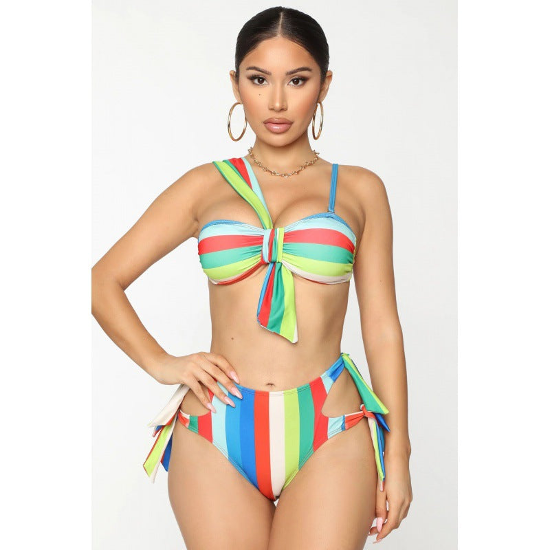 Damen Bikini-Set mit Hochgeschnittenem Design und Verspieltem Schleifenverschluss Echo Archiv