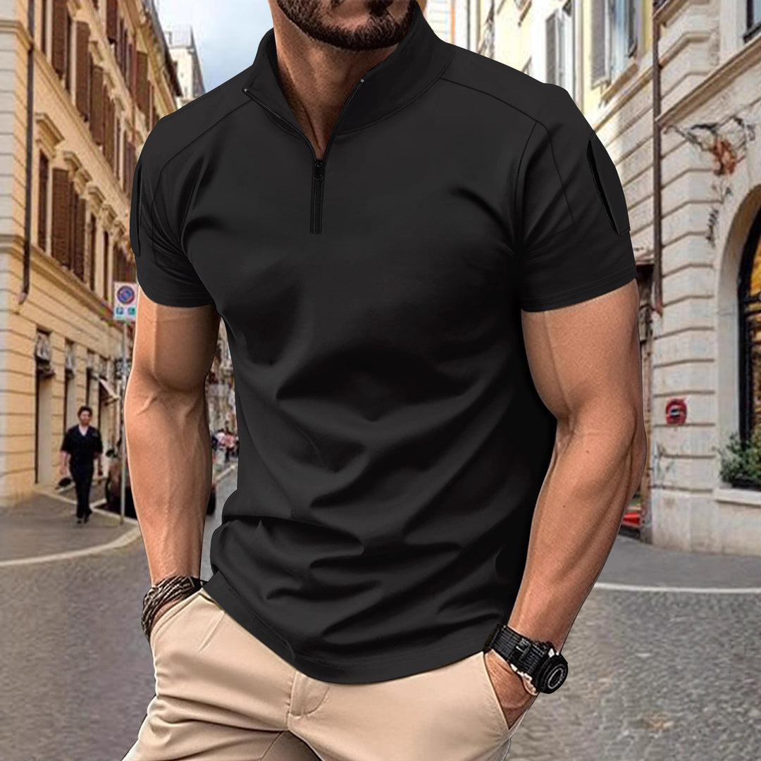 Herren Sportliches Kurzarm-Zip-Hemd Echoarchiv
