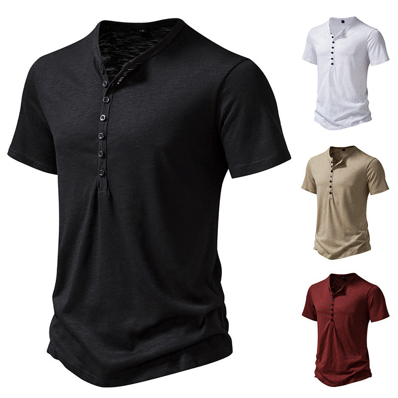 Herren Kurzarm Henley-Shirt mit dekorativer Knopfleiste Echoarchiv