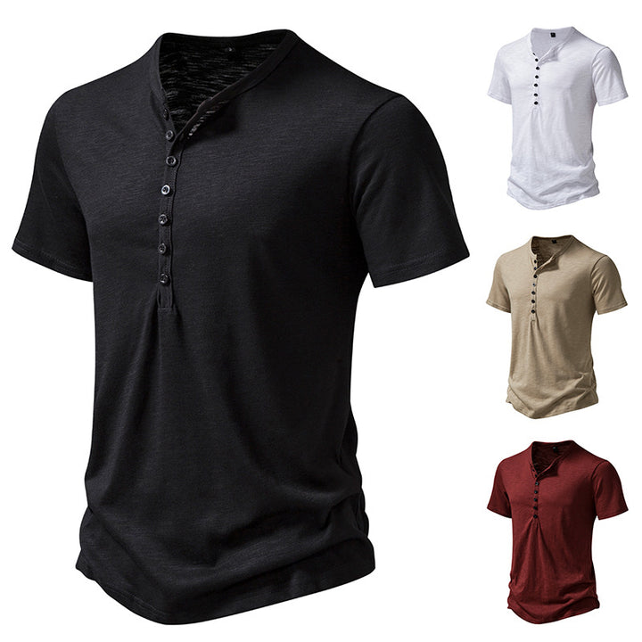 Herren Kurzarm Henley-Shirt mit dekorativer Knopfleiste Echoarchiv