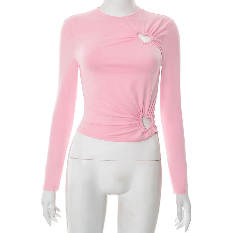 Damen Crop-Top mit herzförmigen Cut-outs und modischem Raffungselement Echo Archiv
