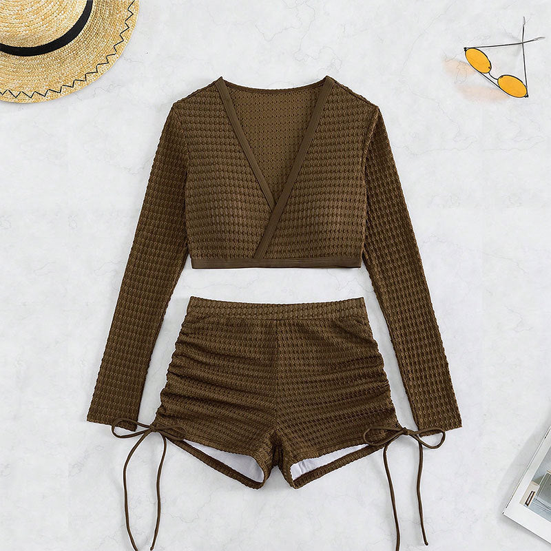 Damen Sportliches Bikini-Set mit langen Ärmeln Echo Archiv
