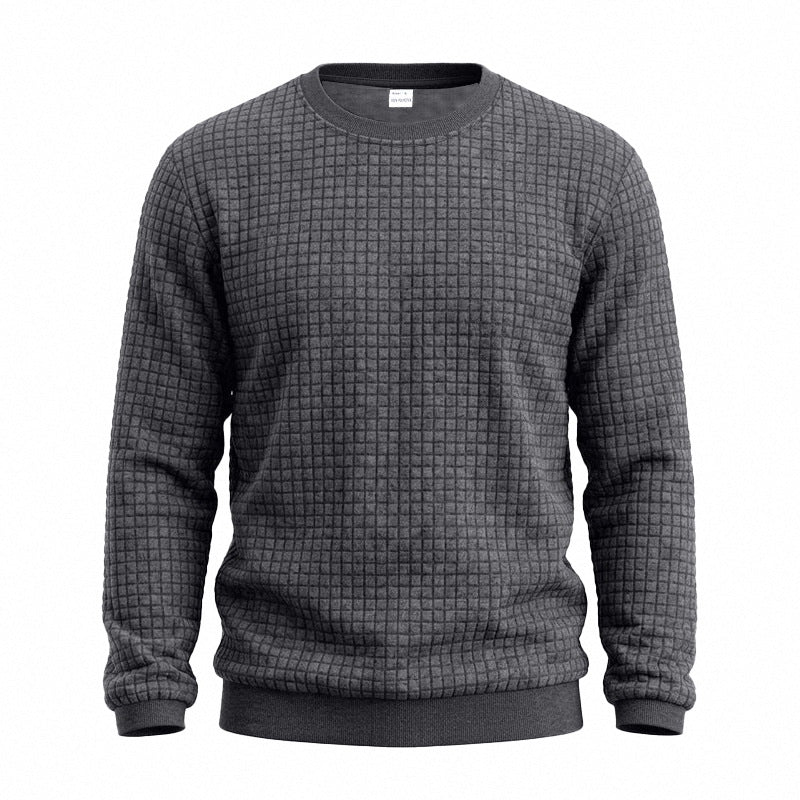 Herren Strukturiertes Rundhals-Sweatshirt mit Waffelstruktur und Rippbündchen Echoarchiv