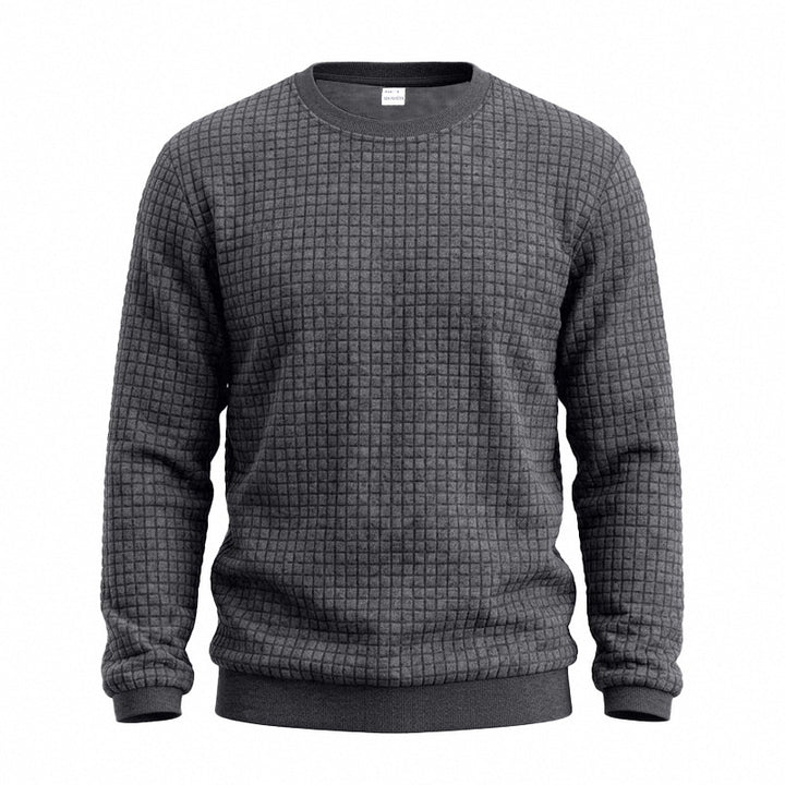 Herren Strukturiertes Rundhals-Sweatshirt mit Waffelstruktur und Rippbündchen Echoarchiv