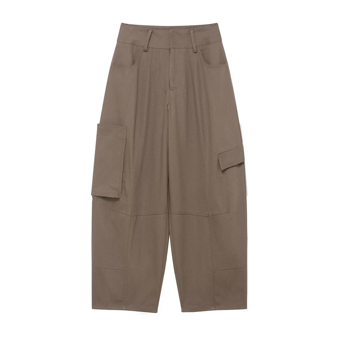 Damen weite Cargo-Cropped-Hose mit hoher Taille und aufgesetzten Taschen Echoarchiv