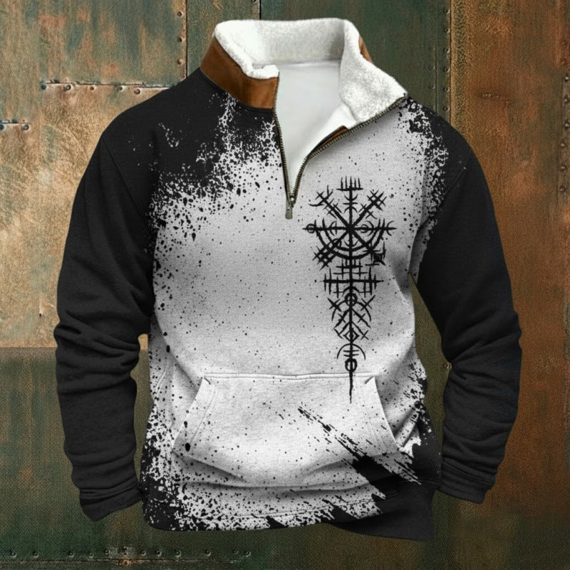 Herren Urbaner Fleece Pullover mit Baum-Motiv Echoarchiv