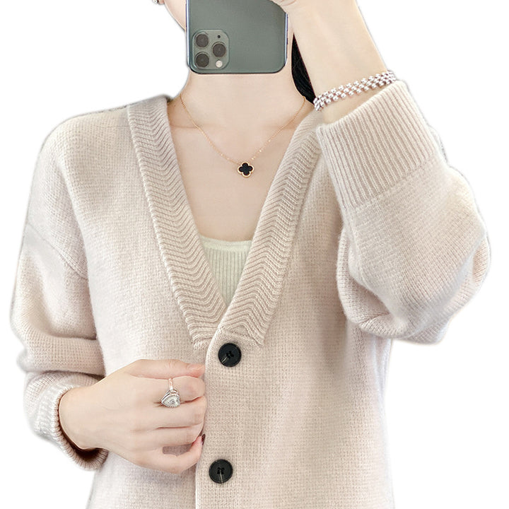 Damen Weicher Boxy-Longcardigan mit tiefem V-Ausschnitt und feiner Rippkante Echoarchiv