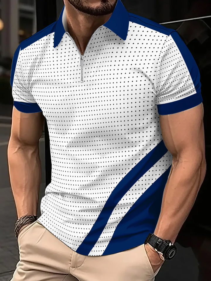 Herren Sportliches Kurzarm-Poloshirt mit modernem Reißverschluss Echoarchiv