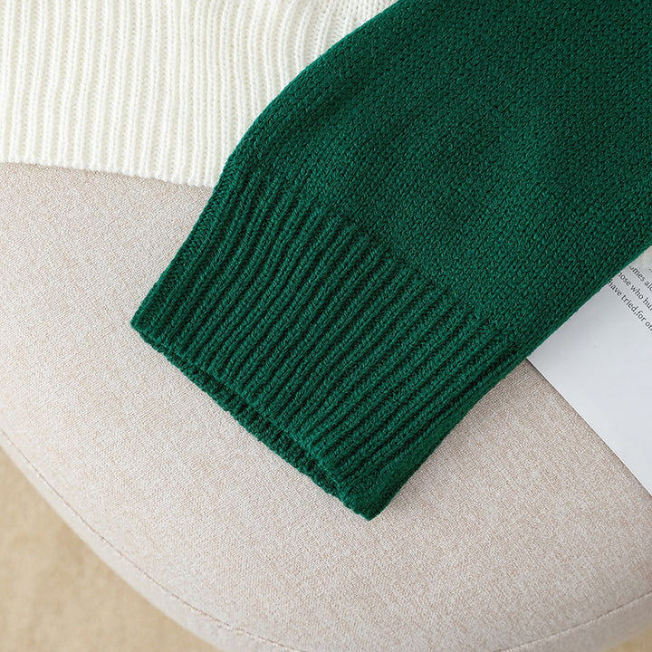Damen Modischer Strickpullover mit Knopfleiste und Farbblockdesign Echo Archiv