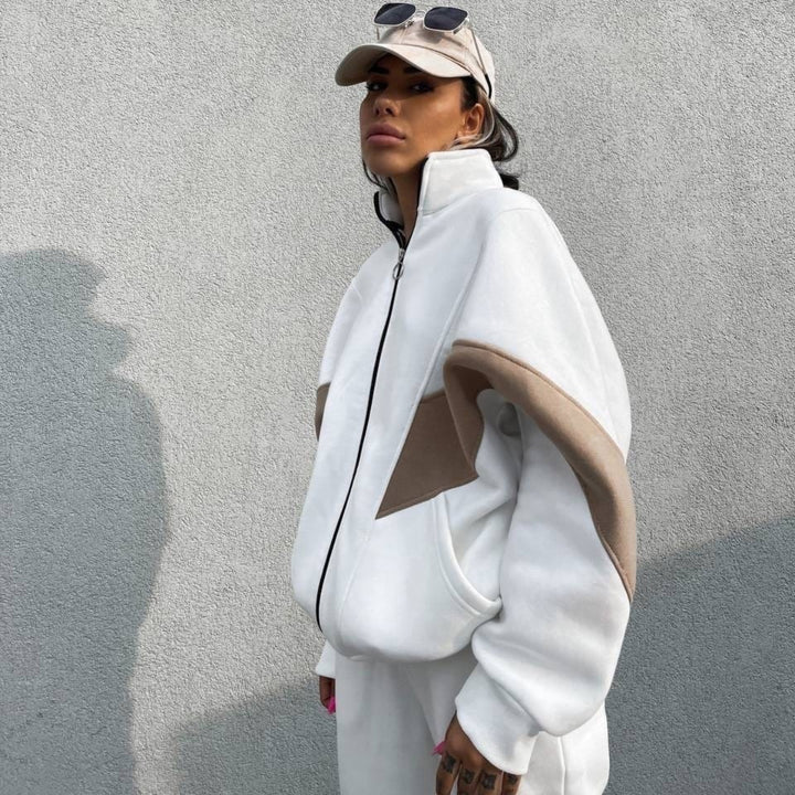 Damen nan athletisches Trainingsset mit Ring-Zipper, eingesetzten Taschen und kontrastierenden Arm-Panels Echo Archiv