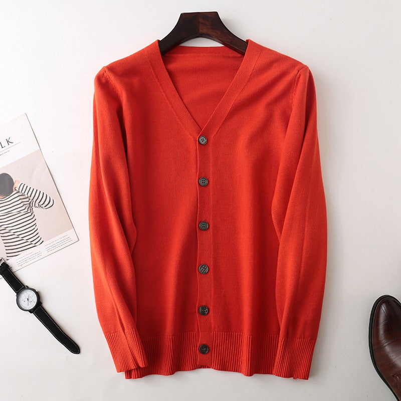Herren Feiner V‑Ausschnitt-Cardigan aus leichtem Feinstrick mit geripptem Saum Echoarchiv