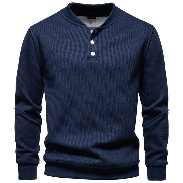 Herren nan Waffelstruktur-Henley-Pullover mit kurzem Druckknopfverschluss und Rippbündchen Echo Archiv