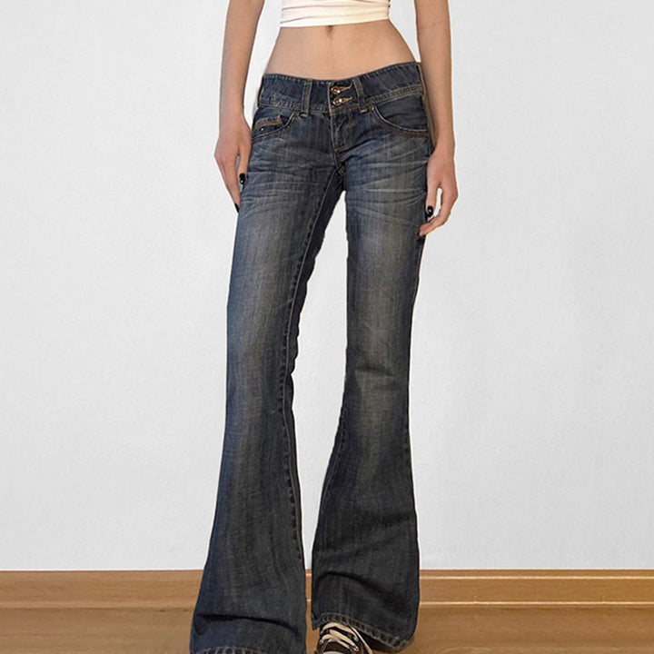 Damen Flared Jeans mit hohem Taillenbund und modischen Details Echo Archiv