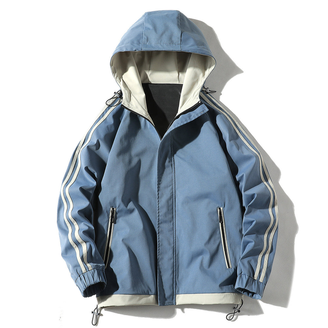Herren Sportliche Outdoor‑Shelljacke mit Kapuze, reflektierenden Ärmestreifen und Reißverschlusstaschen – Taviero