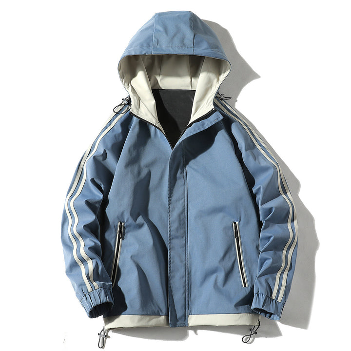 Herren Sportliche Outdoor‑Shelljacke mit Kapuze, reflektierenden Ärmestreifen und Reißverschlusstaschen – Taviero