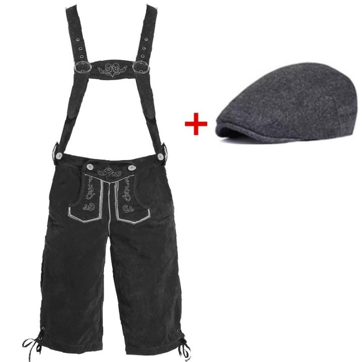 Herren nan kurze Trachtenlederhose mit verstellbaren Trägern und traditionellen Stickereien Echo Archiv