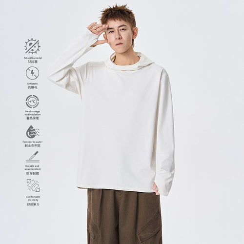 Herren Kapuzenpullover mit hohem Schalkragen aus technischem Stretchjersey Echo Archiv