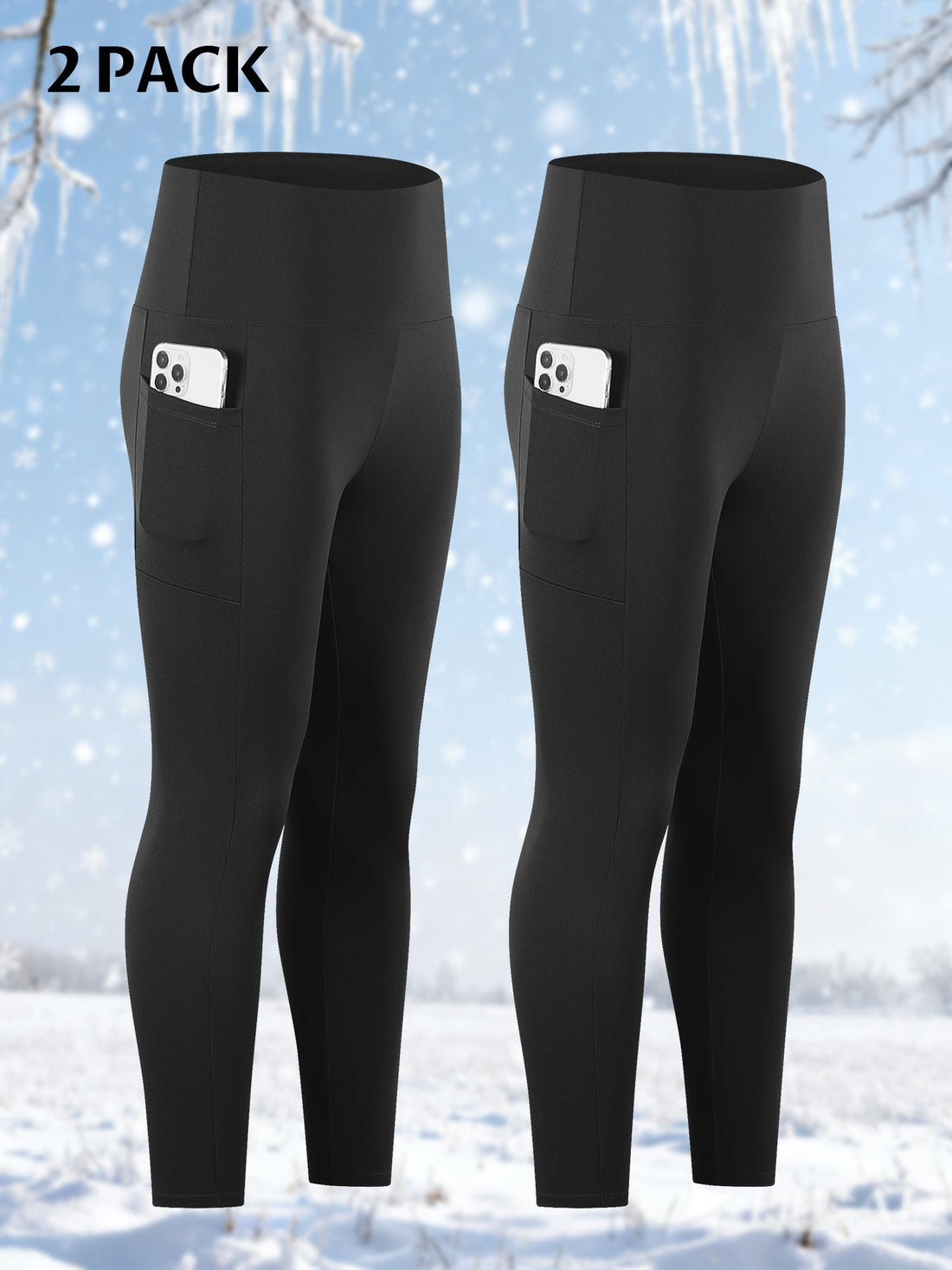 Damen Knöchelhohe Sportleggings mit hohem Bund und seitlicher Smartphone-Tasche – Avélisse