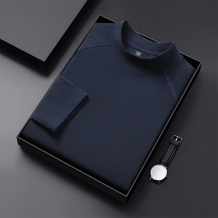 Herren Premium-Mockneck-Pullover aus feinem Woll-Mix mit Raglanärmeln Echo Archiv