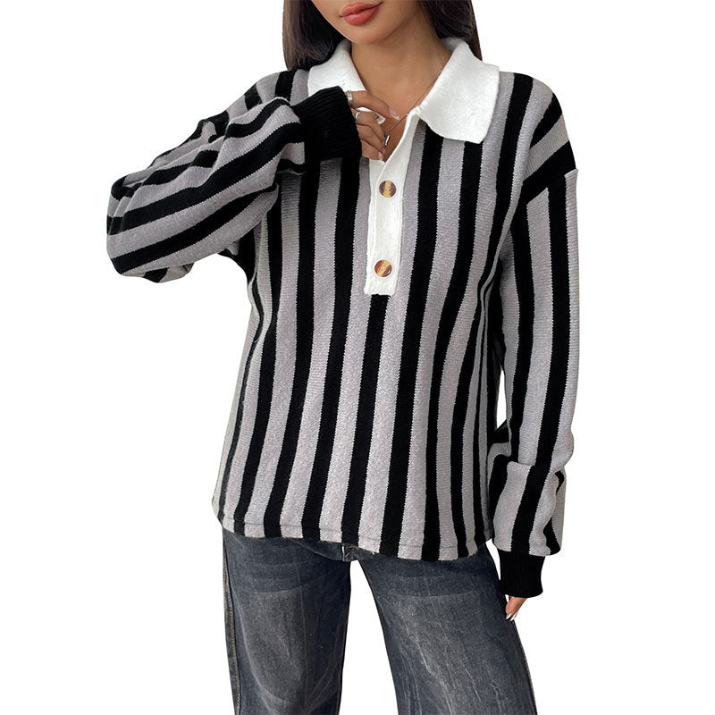 Damen Sportliches Polo-Shirt mit Streifen Echo Archiv