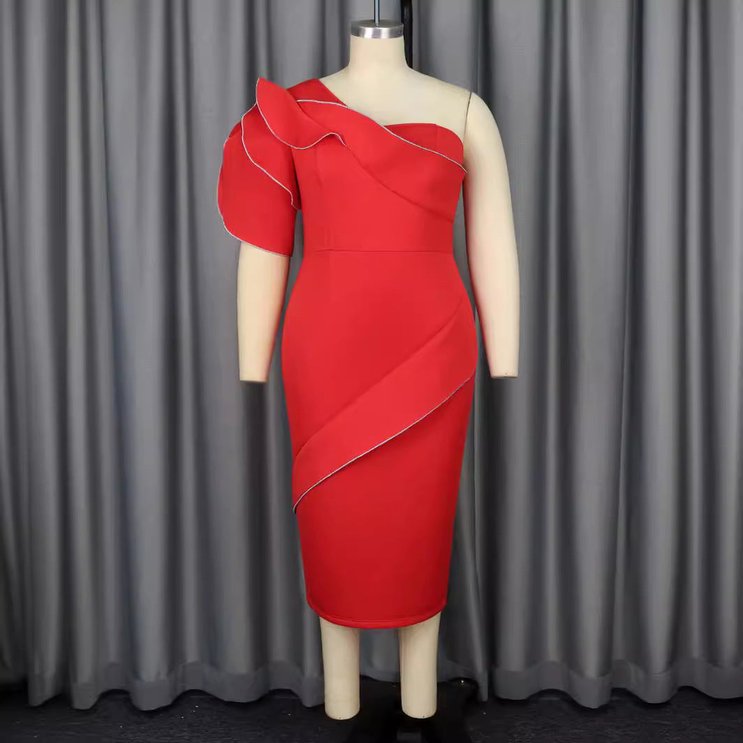 Damen figurbetontes Wickelkleid mit asymmetrischem Design und trendigem Rüschenelement Echo Archiv