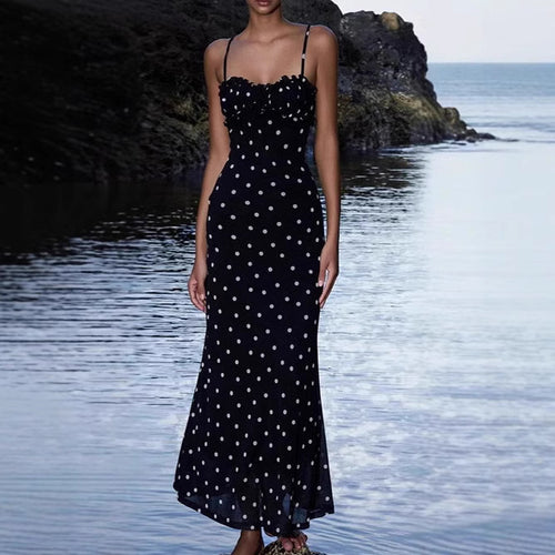Damen Maxikleid mit Rüschen und Punkten Echo Archiv