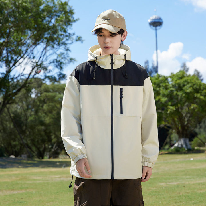 Herren Modische Windbreakerjacke mit verstellbarem Kapuzenkragen Echoarchiv