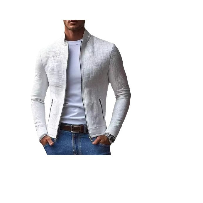 Herren elegante Kunstlederjacke mit kroko-ähnlicher Textur Echoarchiv