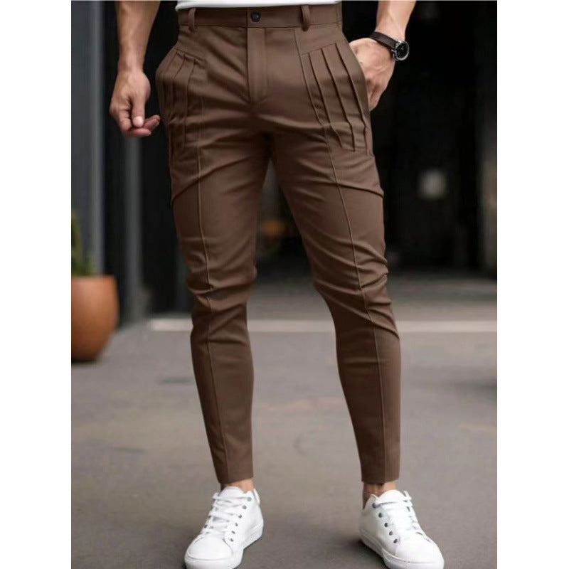 Herren elegante Slim-Fit Hose mit hochwertigen Falten und praktischen Taschen Echoarchiv
