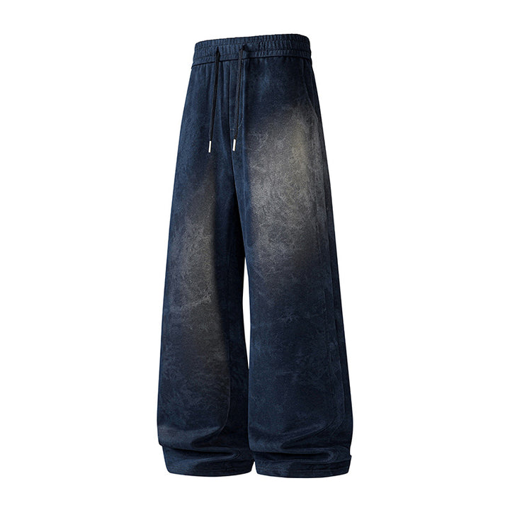 Damen Weite High-Waist Baggy-Sweathose mit Marmorier-Print, Kordelzug & elastischem Saum Echoarchiv