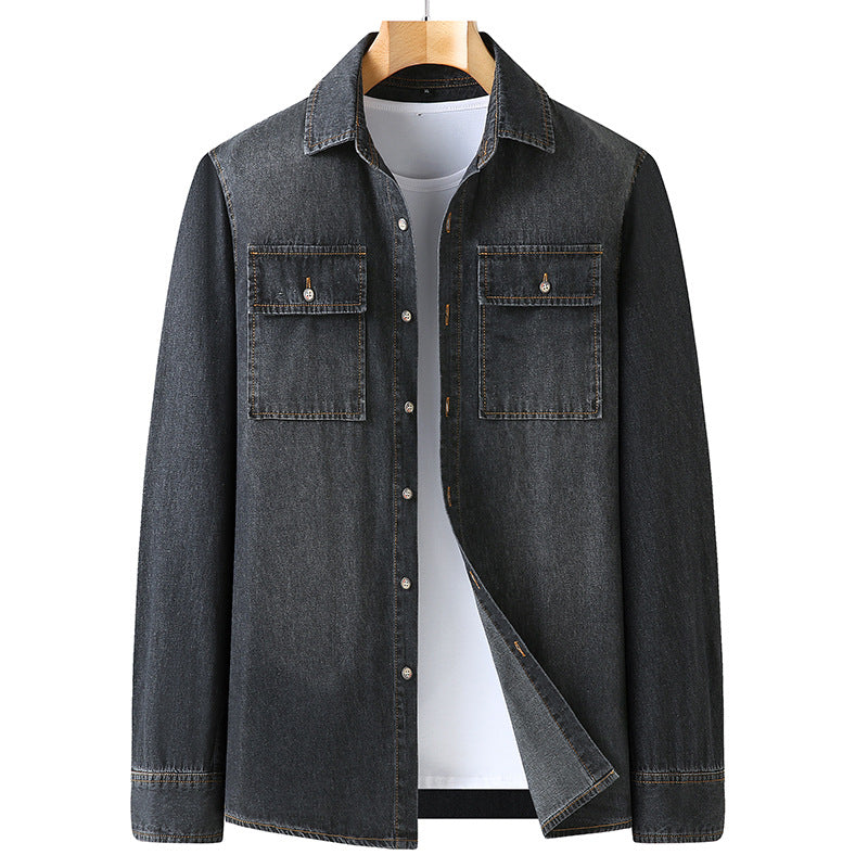 Herren Jeanshemd aus Baumwoll-Denim mit Kentkragen und aufgesetzten Brusttaschen Echoarchiv