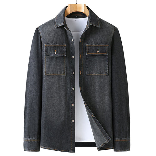 Herren Jeanshemd aus Denim mit Brustpattentaschen und Kentkragen Echo Archiv