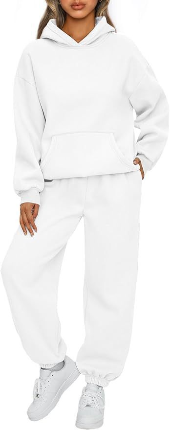 Damen nan luxuriöses Oversize-Loungewear-Set Kapuzenpullover mit Kängurutasche und weit geschnittene Jogginghose mit elastischen Knöchelabschlüssen Echo Archiv