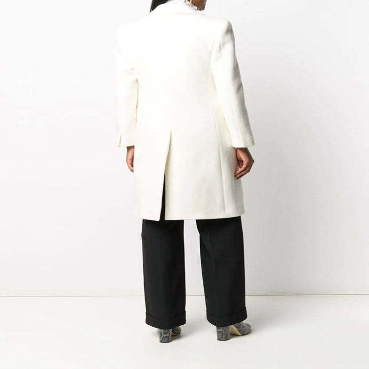 Damen Clean-Cut Longmantel mit überschnittenem Revers und klarer Tailoring‑Silhouette Echoarchiv