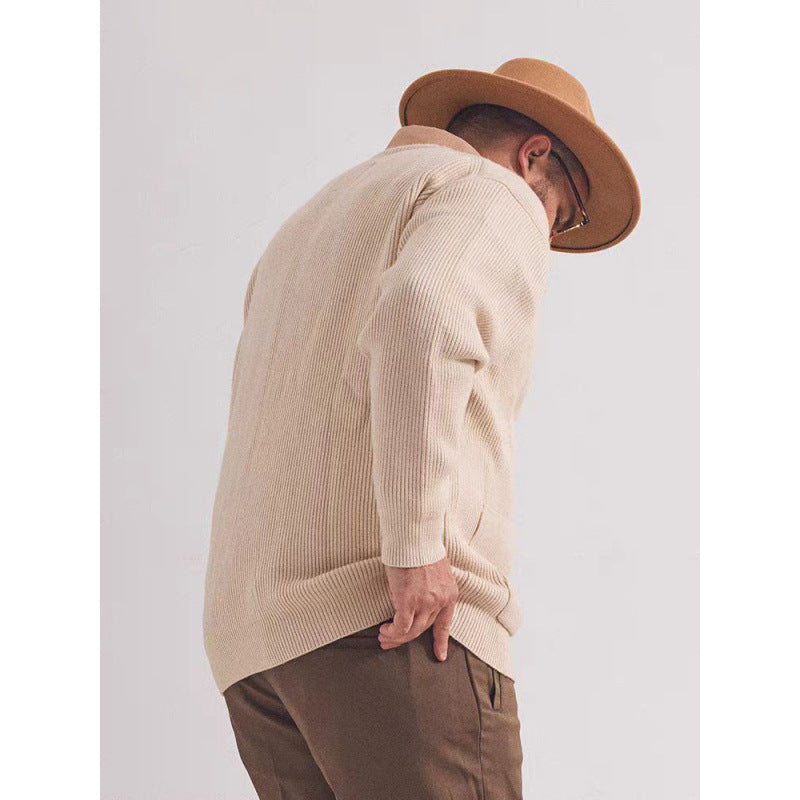 Unisex Oversized Boxy-Strickjacke mit verdecktem Reißverschluss und breiter Rippenstruktur Echoarchiv