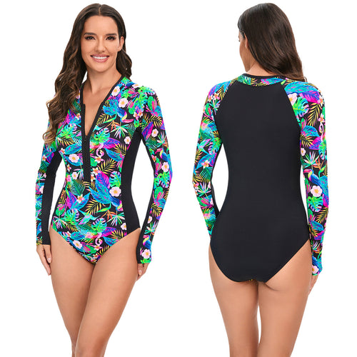 Damen Langarm-Schwimmanzug mit floralem Design Echo Archiv