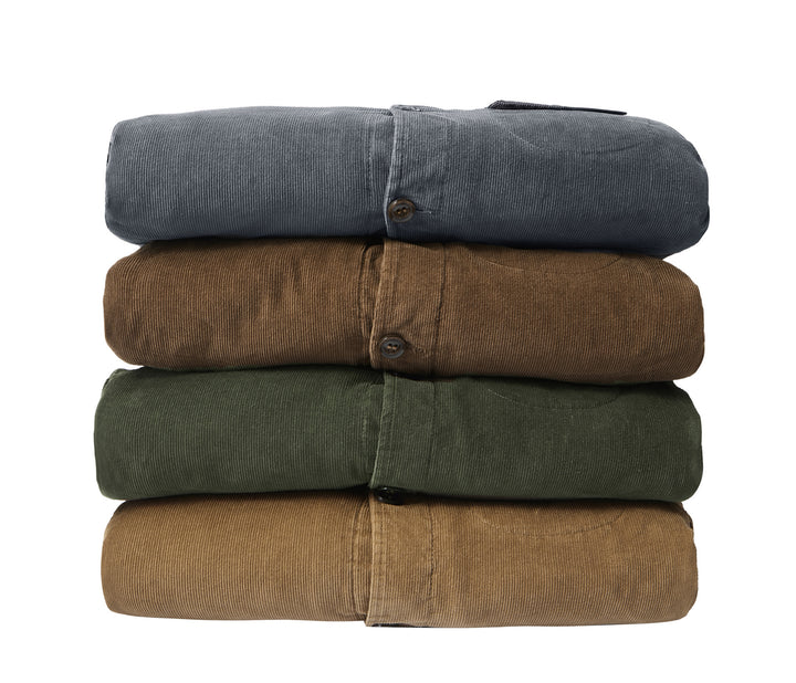 Herren Cord-Truckerjacke mit durchgehendem Sherpa‑Futter und Hemdkragen – Taviero